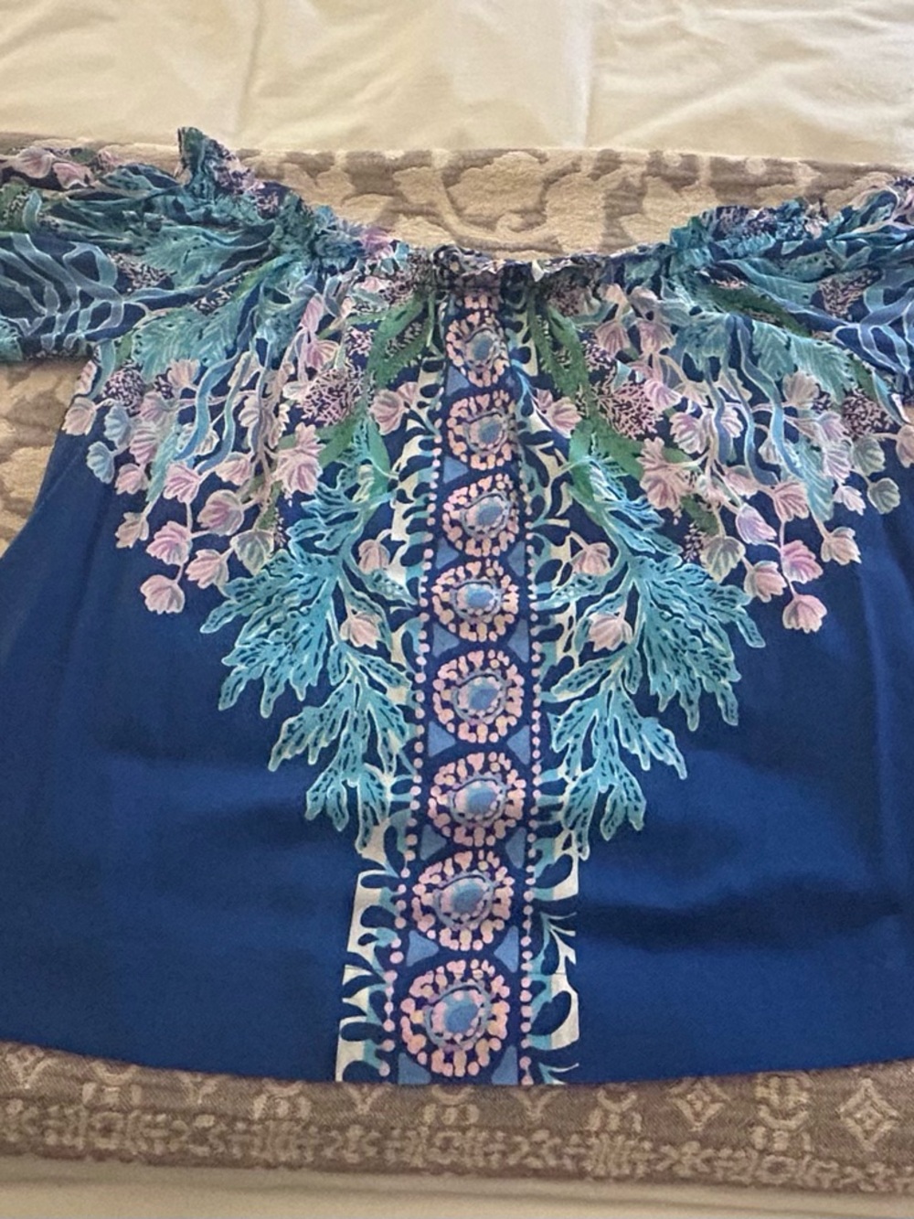 Lilly PukiyzBlue Floral Off-Shoulder Women’s Top
